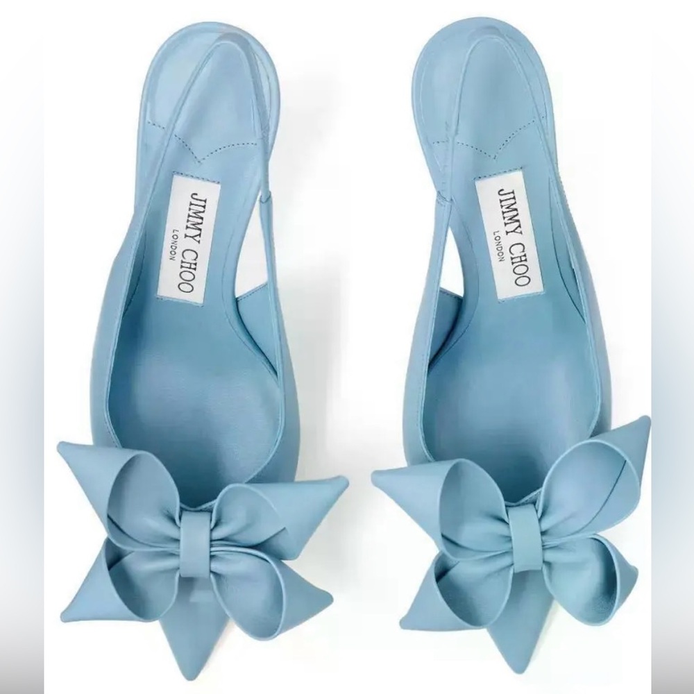 Jimmy Choo light blue Heels - 70mm/2.7 inches Staz Slingback Pumps size 38/8